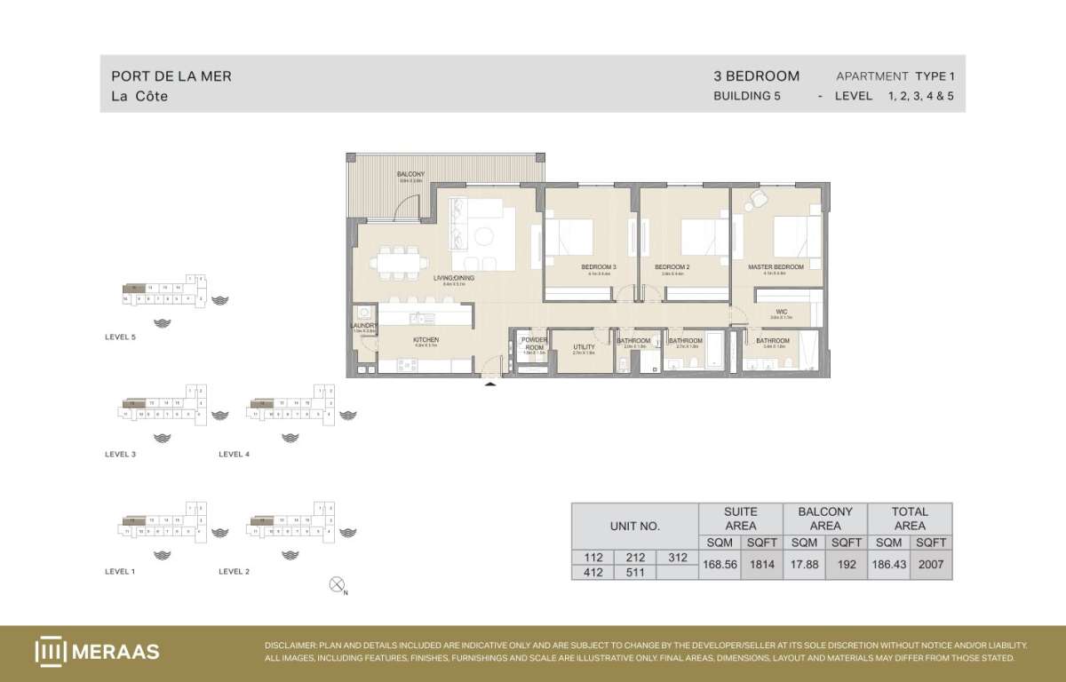 1-3BHK-Type 1 - Unit 112,212,312,412,511